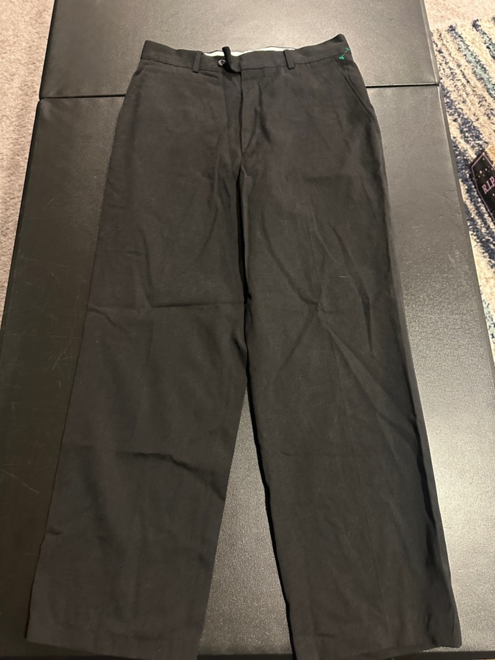 David Taylor Black Straight-Leg Dress Pants